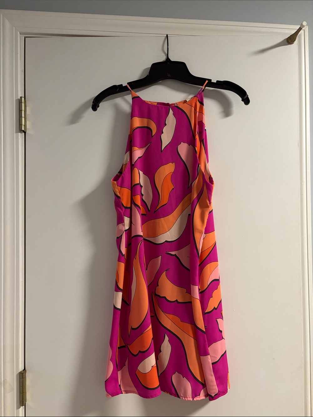 Tyche Hot Pink & Orange Abstract Sleeveless Shift Dress